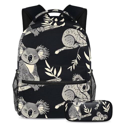 Sac à dos koala pour garçons et filles avec trousse d'école