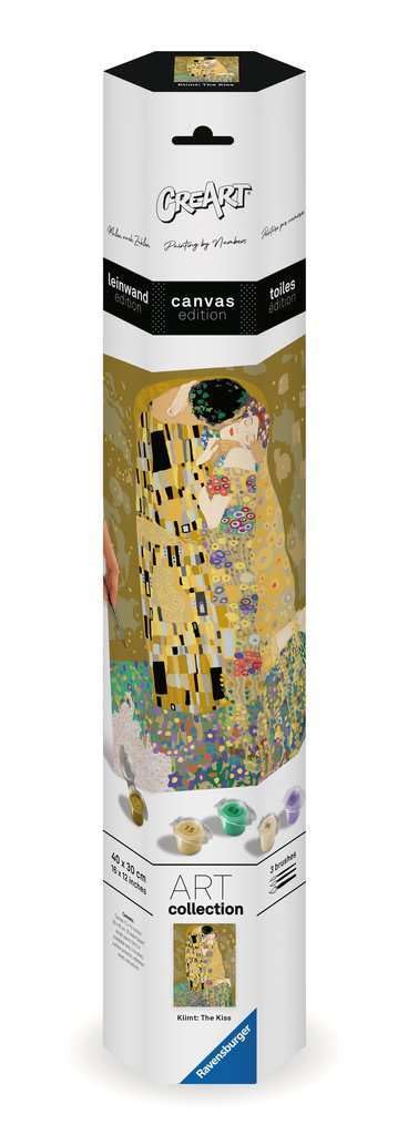 Ravensburger - CreArt Premium B Canvas, Klimt, Il Bacio, Dipingere con i Numeri, Kit Pittura, Idea Regalo Donna o Uomo, 14+ Anni, 30x40 cm