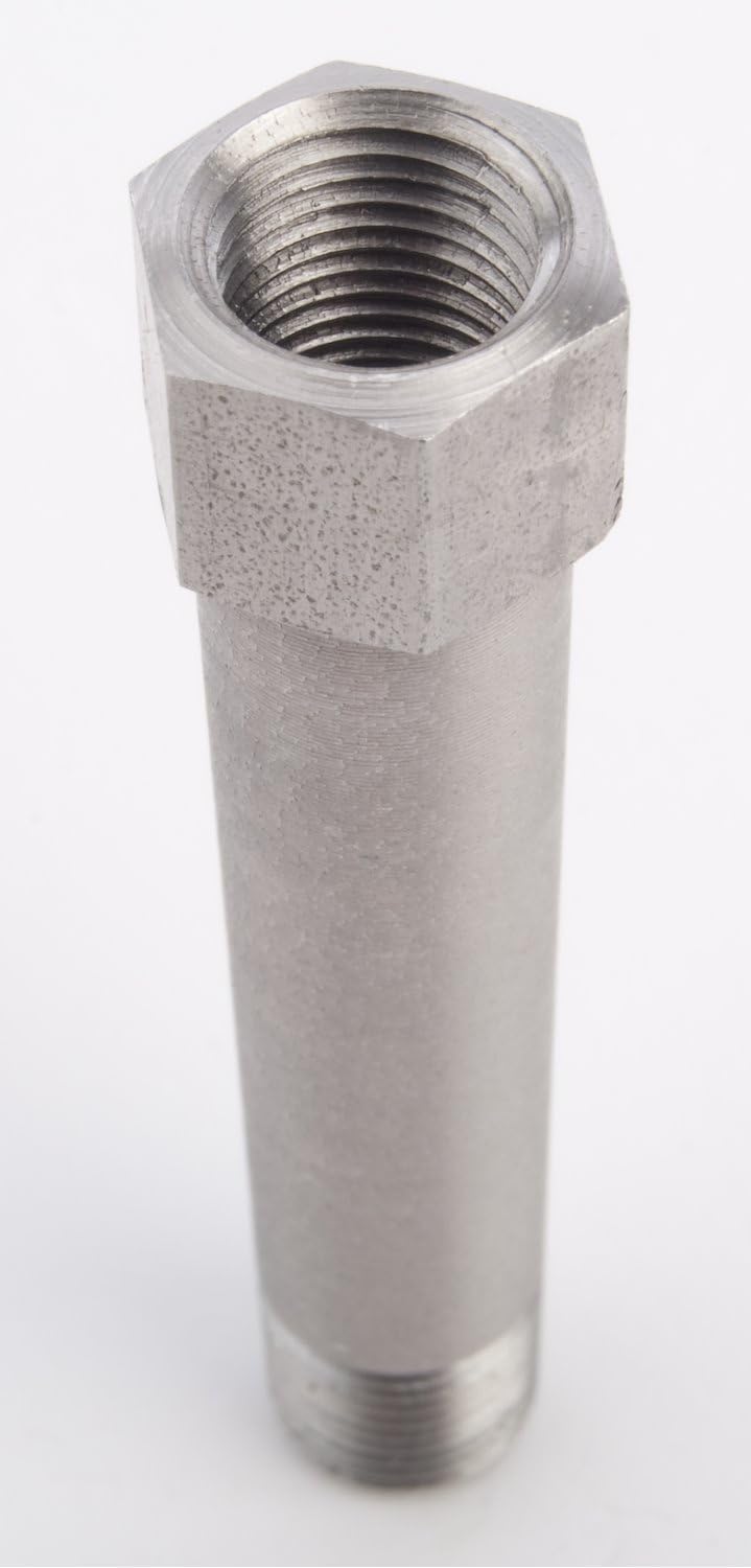 JEGS GM/Universal Oil Pressure Gauge Adapter | 2� Long | Overall Length: 2.392" | 1/8" NPT (3/8"-27) Thread | Stainless Steel | Made In USA