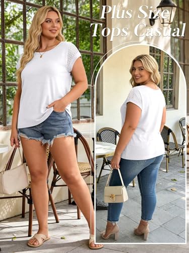 Image of Bliwov Womens Tops Lace Cap Sleeve T Shirts,Cute Trendy Casual,Beach Vacation Outfits,Summer Spring Fashion Clothes