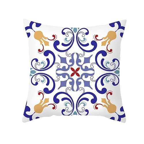 Chenlane Silk Spring Outdoor Pillow Covers Couch Pillows Sectional Ethnic Retro Pattern, Protector With Zipper Satin Private Customisation 50x50 cm, 1Pcs