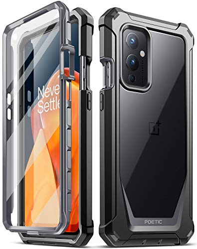 Poetic Guardian Series Case Designed for Oneplus 9 5G, Full-Body Hybrid Shockproof Bumper Cover with Built-in-Screen Protector, Black Clear
