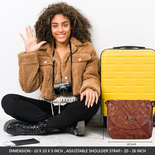 Image of Genuine Leather Shoulder Crossbody Purse For Women with Adjustable Strap, Mobile Pocket & Outside & Inside Zipper