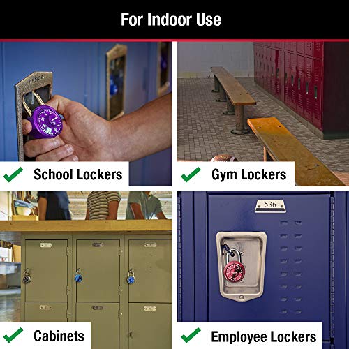 Master Lock Padlock, Mini Dial Combination Lock for Gym or School Lockers, Small Lock is 1-9/16 Inches Wide, Color Assortment Pack, (Pack of 3), 1533TRI by Master Lock - Image 3