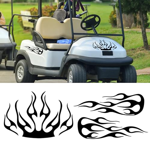 Tomall 3-Pc Flame Stripe Vinyl Decal Kit For Golf Carts