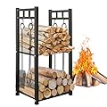 GREENER 31.6’’ Tall Firewood Rack 2 Tiers Fireplace Storage Log Rack Holder Wood Storage For Indoor Fireplace, Wood Stove or Outdoor Patio