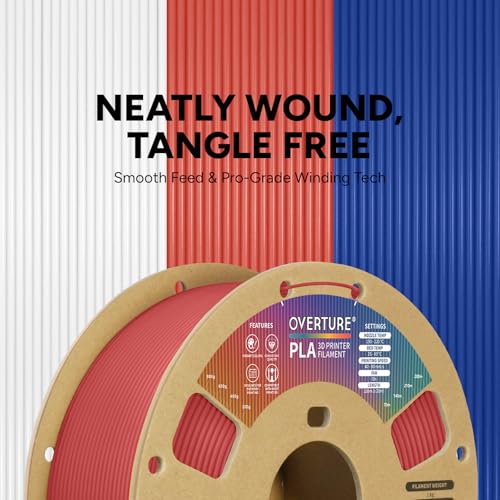 Image of OVERTURE PLA Filament 1.75mm, Neatly Wound 3D Printer Filament 1kg Spool (2.2lbs), Dimensional Accuracy + /- 0.02 mm, Fit Most FDM 3D Printers (Fresh Red)