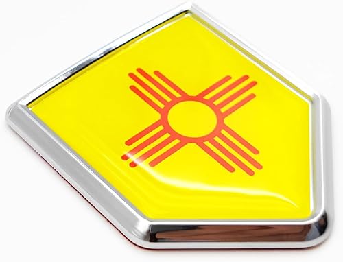 Overdecor Calcomanías de bandera de Nuevo México, emblema de automóvil, accesorios de automóvil de Nuevo México, decoraciones de bandera de escudo