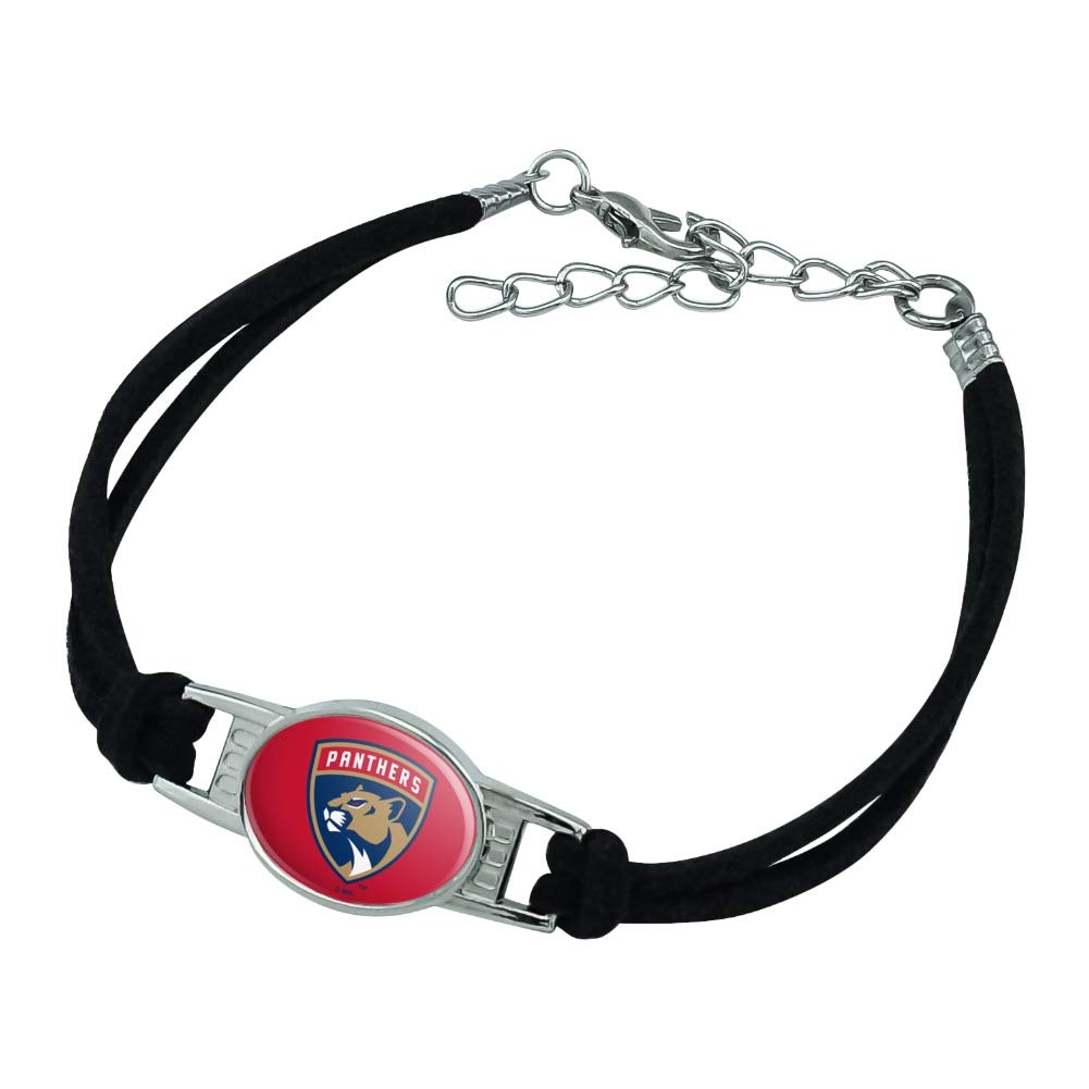 GRAPHICS & MORE NHL Florida Panthers Logo Novelty Suede Leather Metal Bracelet