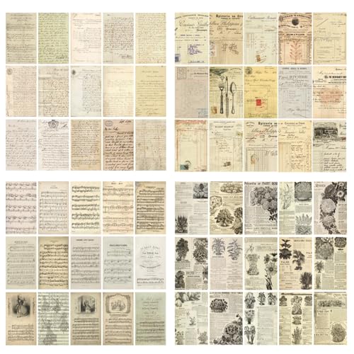 JINJUMEI Vintage Decoración Material Diario Papel 120 Piezas Scrapbooking Papeles 20*14cm Vintage Decorativo Decoupage Vintage Manualidades Kits pour Scrapbooking, Journal