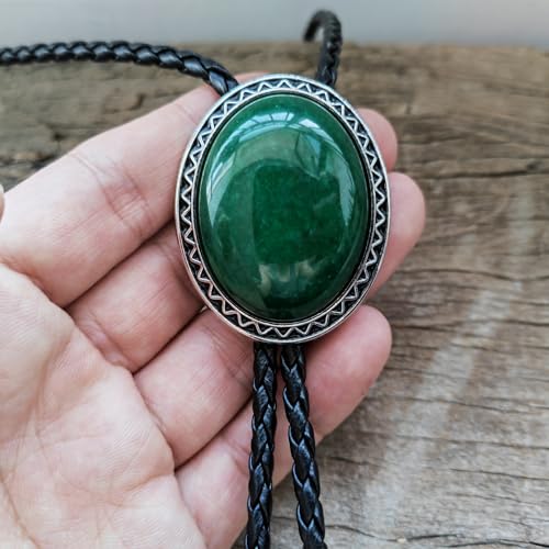 Image of Turquoise Agate Granite BOLO Tie for Men Women Leather Wedding Necklace Western Cowboy Necktie