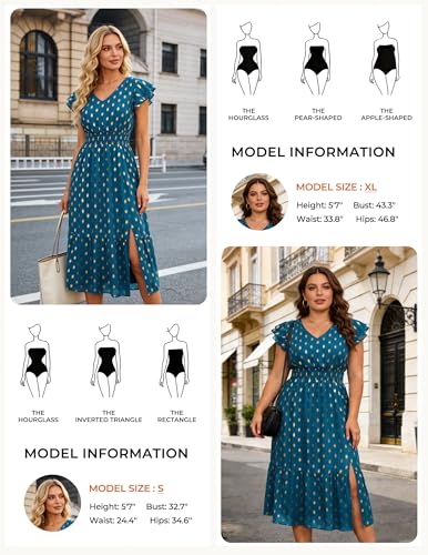 Image of GRACE KARIN 2026 Womens Summer Dresses V Neck Ruffle Sleeve Floral Boho Beach Dress A-Line Swing Midi Wedding Guest Sundress