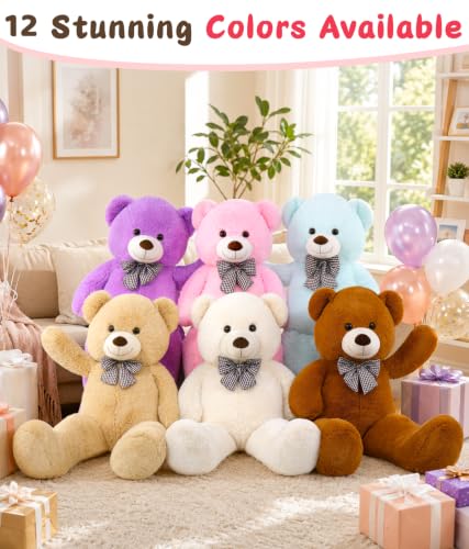Image of MaoGoLan Giant Teddy Bear 4 Feet,Adorable Big Bear Stuffed Animal 47 inch, Classic Teddy Bear Plush Gift Decoration for Baby Shower,Party,Birthday,Valentines Day,Rose Red