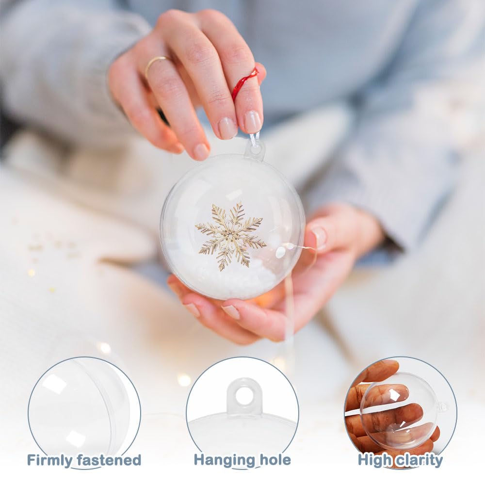 40 Piezas Ø6cm Bolas Navidad Transparentes Bola de Adorno Transparente Rellenable Bolas de Plástico Bolas de Navidad de Plástico Bricolaje Bolas Navideños para Vacaciones, Bodas, Fiestas