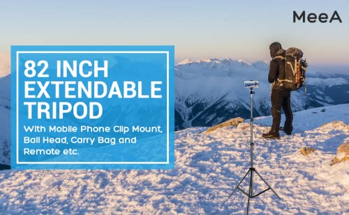82 Inch Tall Extendable Tripod With Mobile Phone Clip Mount, Ball Head, Carry Bag And Remote, Compatible With Most Cell Phones, Dslrs, Digital Cameras For Selfie And Live Video Meea #TOP3