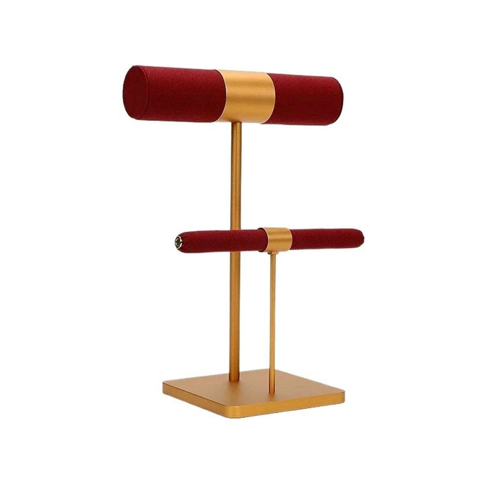 Pq7hKv2wD Jewellery Organiser 2-Tier Metal Microfiber Bracelet Ring Display Stand(Red)