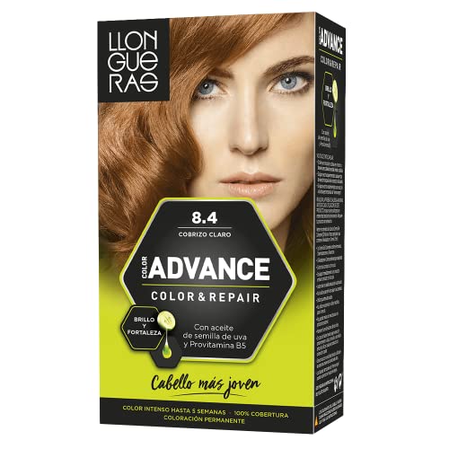 Llongueras Color Advance Tinte Pelo Mujer Coloración Permanente Color Intenso Hasta 5 semanas - Tono 8.4 Cobrizo Claro