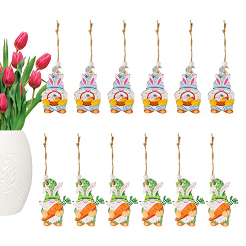 shangjia Ornamentos del gnomo del Pascua,Decoraciones áPascua Madera - Adornos para árboles Pascua, Conejito, gnomos, Duendes, Decoraciones para Fiestas Pascua