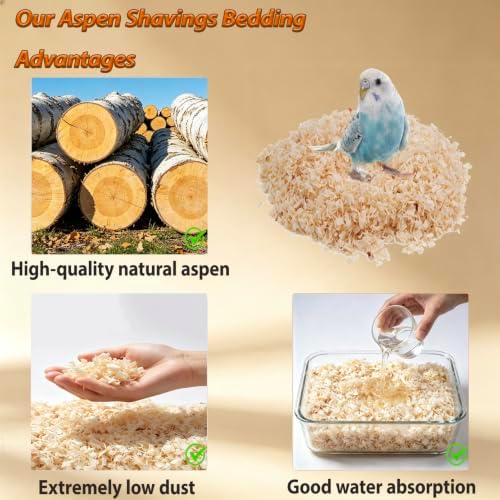 PINVNBY Aspen Bedding for Bird,Small Animal Bedding Natural Aspen Shavings — 사진 5