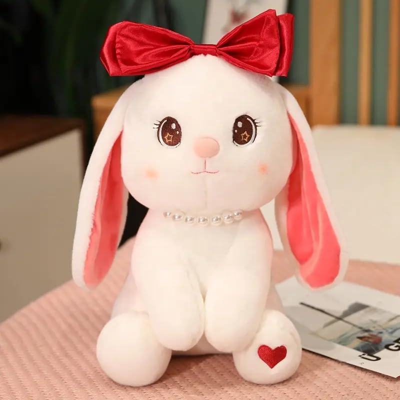 Image of SCOOBA Furry Heart Rabbit 35cm White and Baby Pink Color (Heart Rabbit)