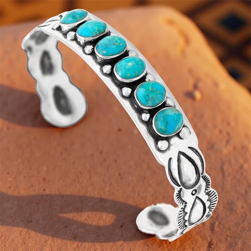 Turquoise Bracelet Sterling Silver 925 Genuine Gemstones Gemstones Cuff Bracelet4