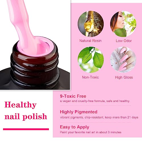 INPING UV Nagellack Rosa, 6 Farben Anny Gel Nagellack Pink, Soak-Off UV Gel Polish Geeignet für Anfänger Kunst Salon DIY, 8 ML