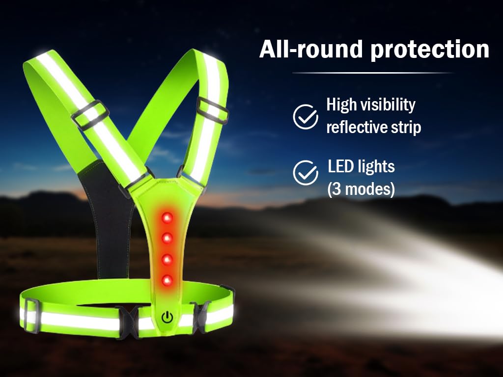 Fitense 2 Pièces Brassard Réfléchissant LED Running - 5 Couleurs & 3 Modes - Rechargeable USB