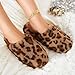 Snug Leaves Women's Fuzzy Scuff Slippers Soft Comfy Memory Foam Non-slip Indoor House Shoes (Cheetah Brown, Size 7-8)