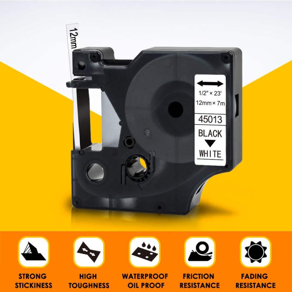 10PK 6mm 43613 Nastro a cassetta nero su bianco compatibile con LabelManager 160 5200 4200 Maker 43613
