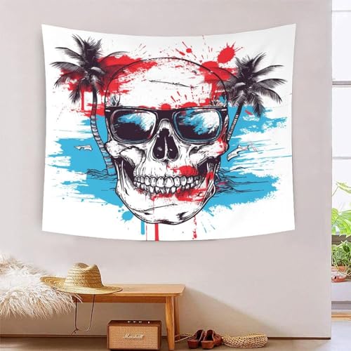 Tapisserie murale pour chambre et dortoir étudiant motif crâne 3D