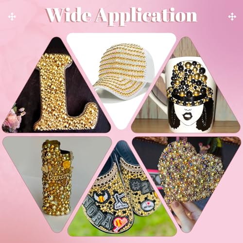 Image of 13000Pcs Flatback Pearls for Crafting (Gold), Assorted Size 2 /3 /4 /5 /6 /8 /10mm Non Hotfix Half Pearl, Bedazzling Bead for DIY Crafts Clothing Tumblers Mugs Shoes Fabric Embellishment Nail Art Makeup