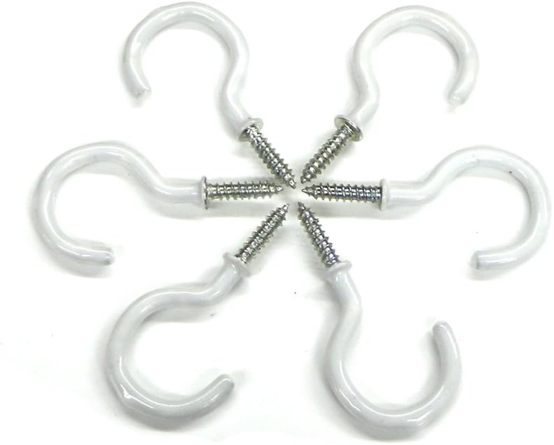 Amаzіng 🔥 Aoyoho 60Pcs Vinyl Coated Screw-in Ceiling Hooks Cup Hooks Light Hooks 1-1/4 inch (White)