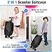 Suitcase Scooter,Ride on Suitcase for Kids,2in1 Hardside Scooter Luggage for Children&Adults,Toddler Flight Essential,Multifunctional Foldable&Lightweight Carry On Luggage with Wheels (Black)