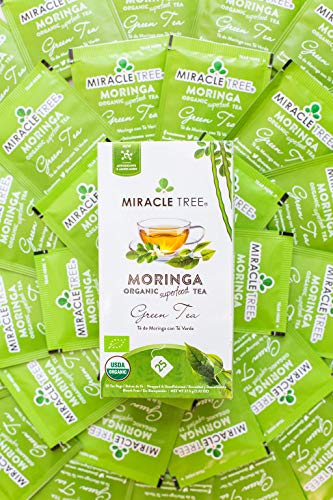 Miracle Tree - Organic Moringa Superfood Tea, 2 Pack Bundle, 2X25 Individually Sealed Tea Bags (Blueberry, Green Tea) #TOP6