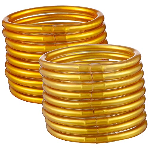 FOMIYES 18 piezas Pulseras de Silicona Brillantes con Purpurina para Mujeres y Niñas Vintage de Dorado y Dorado Brazaletes Gelatina para Fiesta Diario