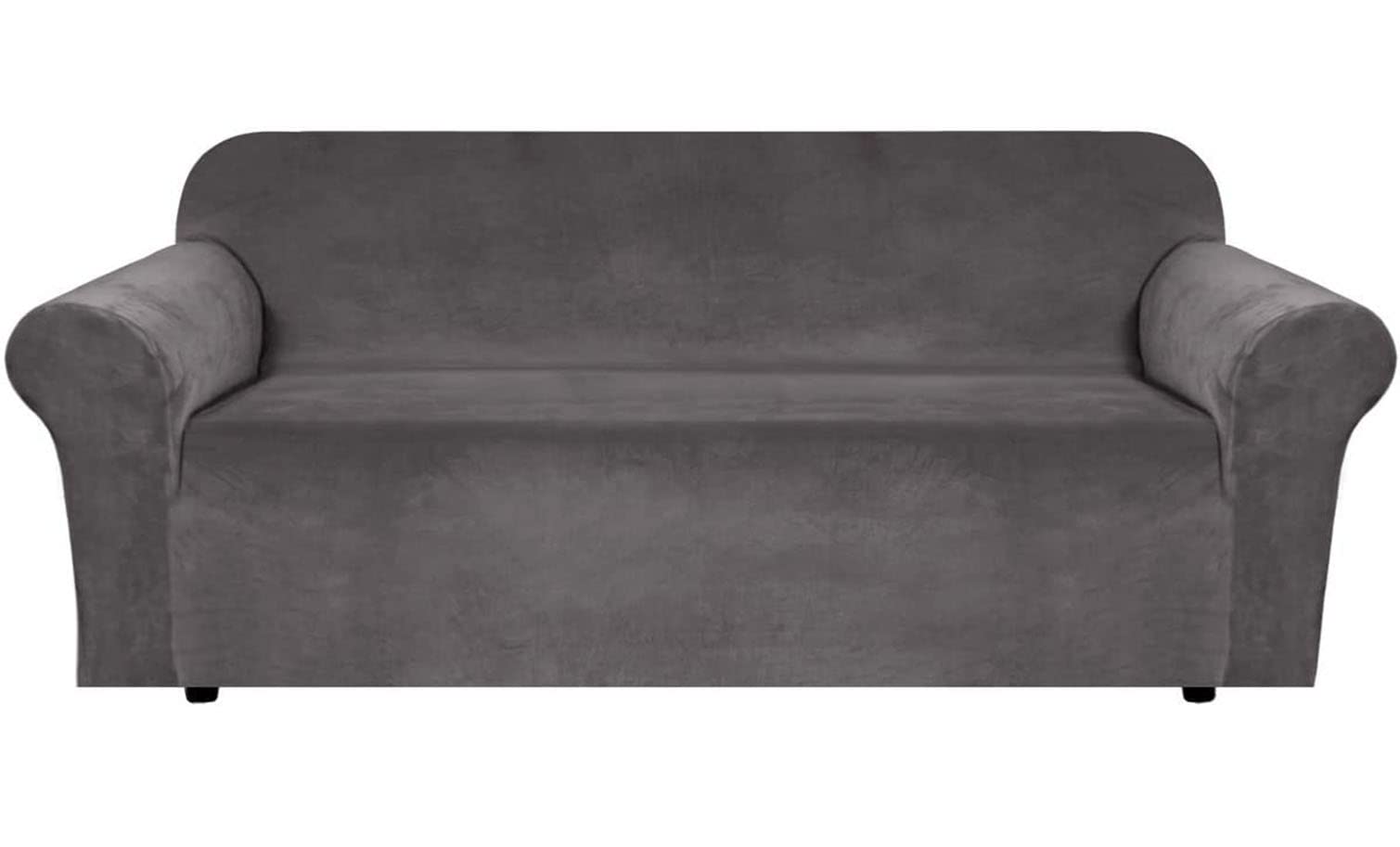Housse de canapé en velours gris 3 places extensible et élégante