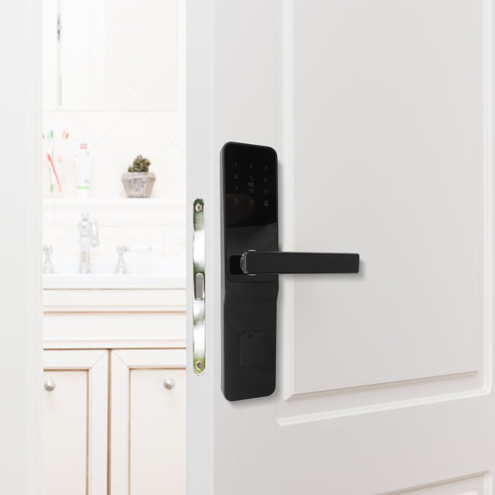 Cerradura de puerta inteligente para sistema TTlock, contraseña electrónica y tarjeta IC para acceso, control remoto de aplicación, cerrojo antirrobo para el hogar del hotel, gris (modelo electrónico)