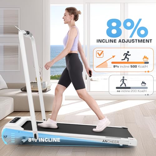 Image of Foldable Treadmill with Incline-Walking Pad with Handle Bar-Portable Walking Pad Treadmill 350+ lb Capacity-Under Desk Treadmills, 4 in 1 Running Machine LED Display /Dual Control