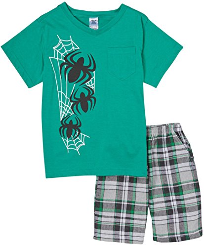 Image of ToBeInStyle Boys' 2-Piece Graphic Top & Plaid Shorts Outfit Set - Polo or V-Neck Tee