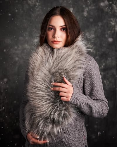 Futrzane Classic Scarf - Faux Fur Scarves Collars for Women - Long Neck Warmer2