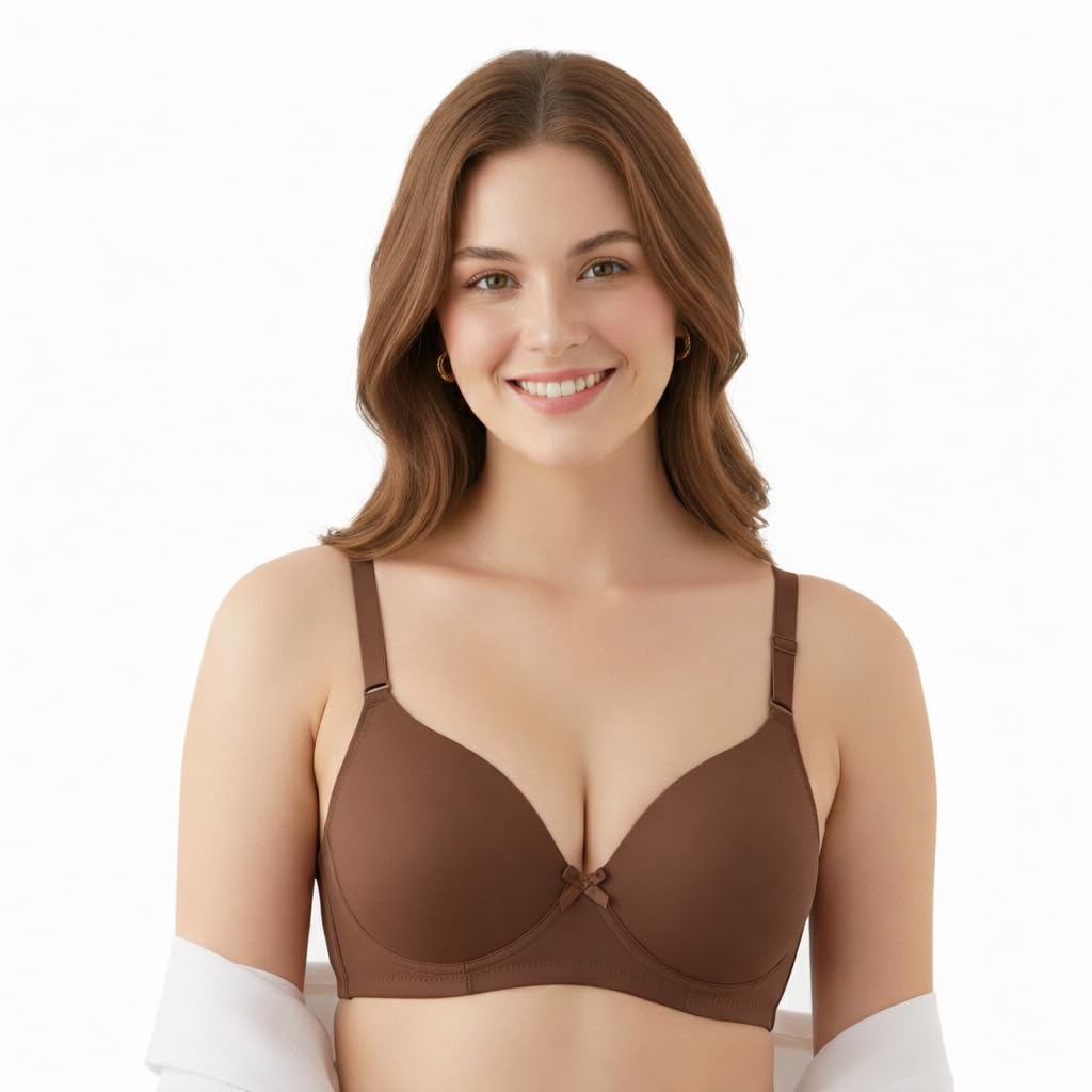 aurill Women Padded Bra|Non-Wired Full Coverage T-Shirt Bra| Soft Cotton Comfortable Everyday Bra| Seamless Lightly Padded Lingerie.-picture-50