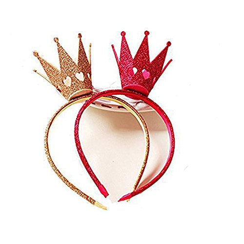 Ever Fairy® Mädchen Shiny Crown Haarband Prinzessin Mädchen Krone Stirnband Hochzeit (Gold+Rosa)