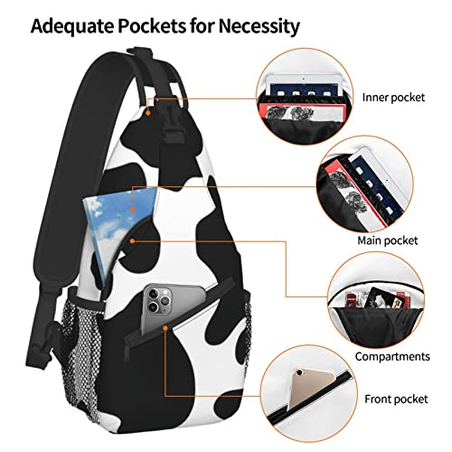 Sling Bag, Black & White Cow print Crossbody Sling Backpack for Casual Shoulder Women & Men4