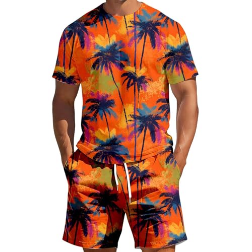 Ensemble t-shirt manches courtes imprimé et short avec coutures souples pour homme