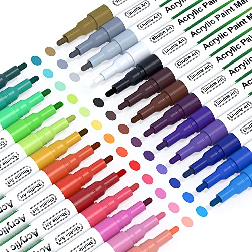 Shuttle Art Paint Pens, 26 Colors Acrylic Paint Markers, Low-Odor ...