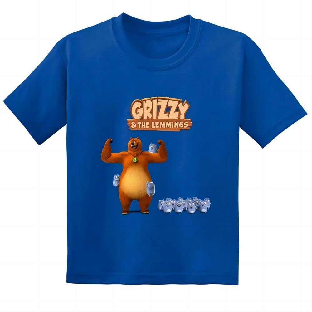 Sudden Sunlight-Grizzy-Bear-Cute-Lemmings-Cartoon-Print-Funny-Kids-T-Shirt-Summer-Children-Clothes-Cotton-Baby  (1)(1) Black : Amazon.co.uk: Fashion