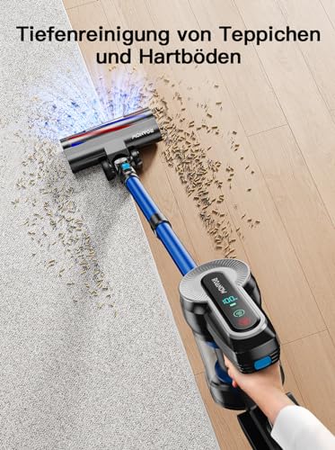 Roanow MarsVac S1 Aspirapolvere Senza Fili, 450W/38000Pa Scopa Elettrica Senza Fili a 55 minuti di autonomia con display a LED, 1,5L per pavimenti duri Tappeto Casa