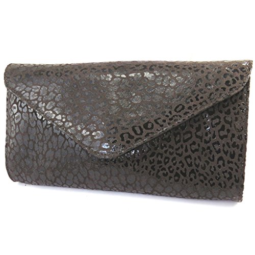 Preisvergleich Produktbild Frandi [M7954 - Ledertasche tasche dunkelbraun (2 faltenbalg) leopard.