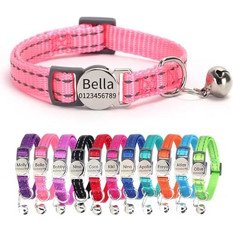 SEOUGEE Reflective Cat Collar with Name Tag Cover