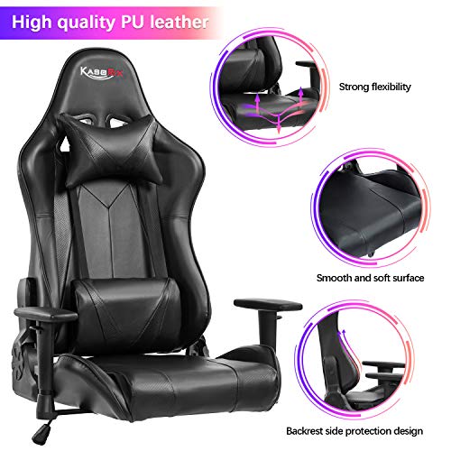 Kasorix Ergonomic PC Gaming Chairs Video Game Chair with Lumbar Support and Headrest, High Back Adjustable Reclining Computer Gaming Chair Black Kasorix Ergonomic PC Gaming Chairs Video Game Chair with Lumbar Support and Headrest, High Back Adjustable Reclining Computer Gaming Chair Black